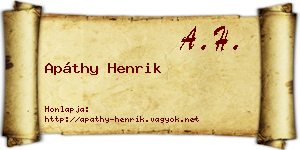 Apáthy Henrik névjegykártya